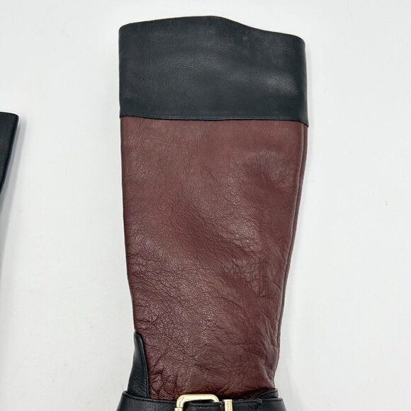 Vince Camuto Leisha Brown Black Leather 6.5 M 36.5 Knee High Riding Boots - Picture 5 of 13
